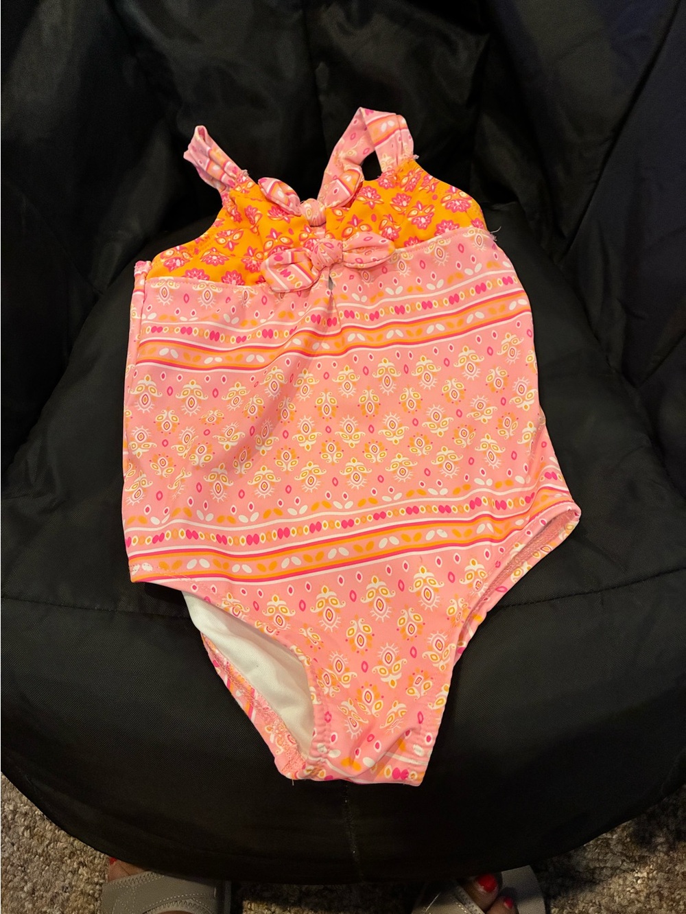 Nicole Miller Girls Pink & Yellow One-Piece Swimsuit